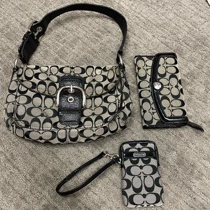 Matching coach purse, wallet and pouch set